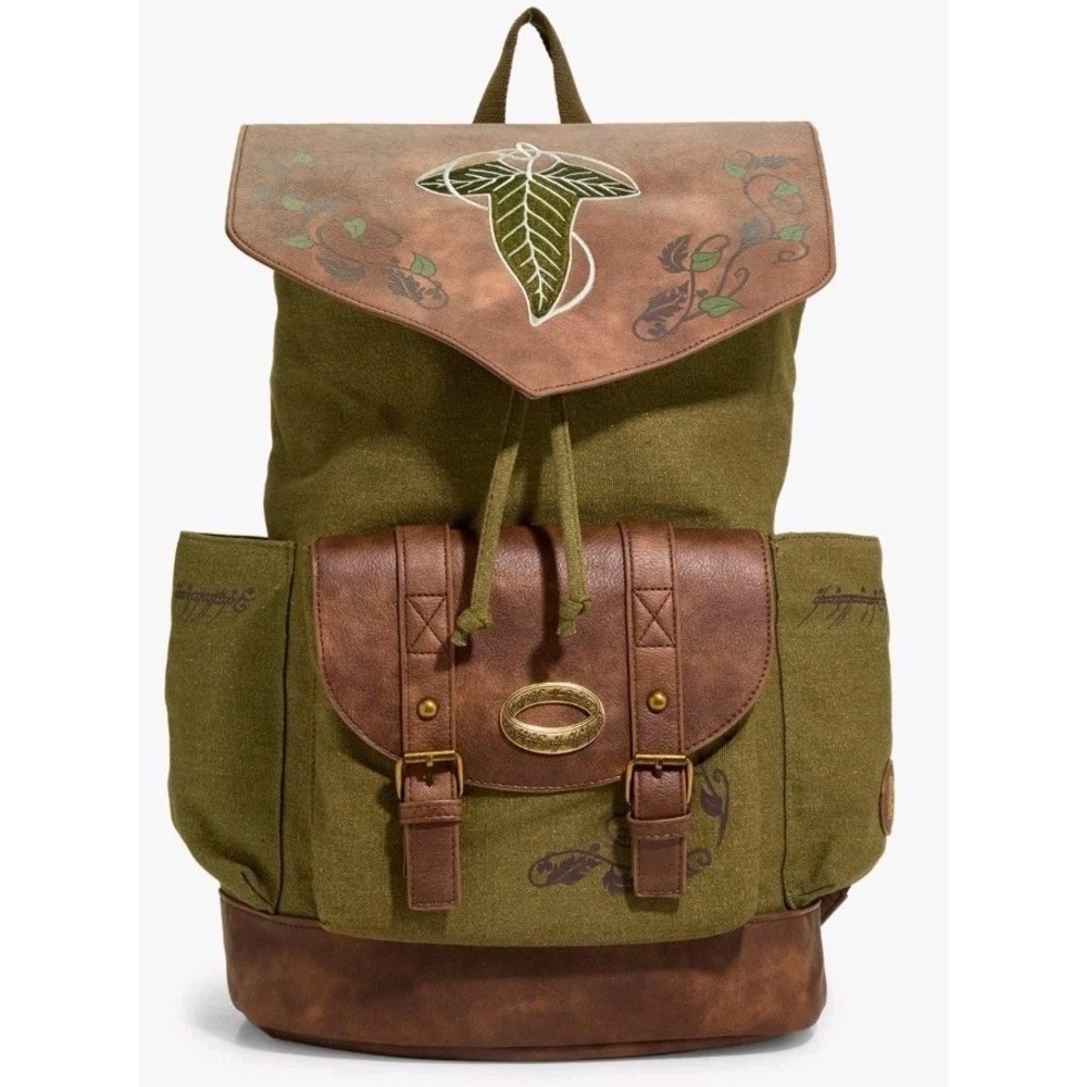 The Lord Of The Rings Leaf Of Lórien Embroidered Multi Pockets Slouch Backpack